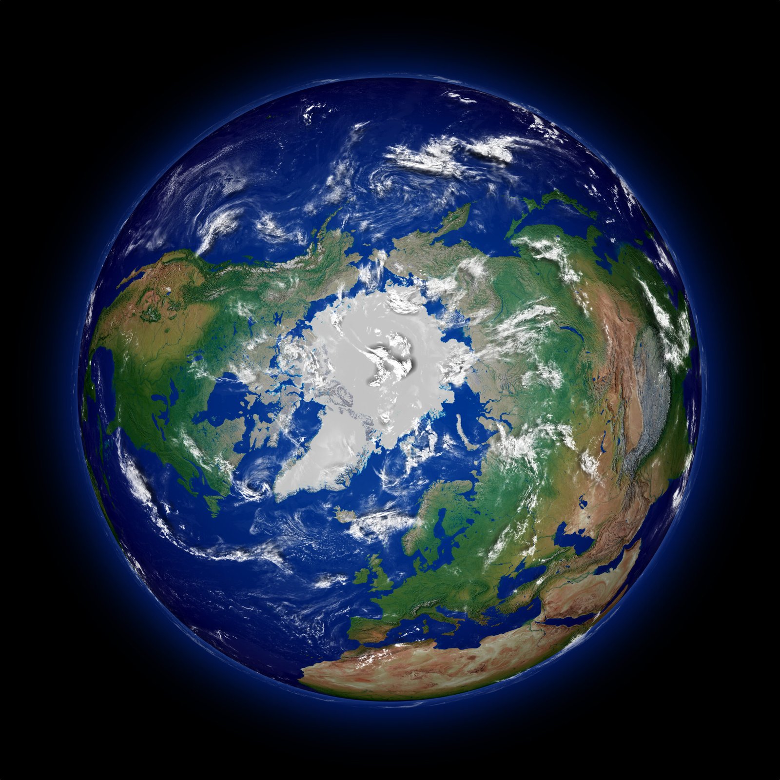 Northern,Hemisphere,On,Earth,Viewed,From,Above,North,Pole,Isolated